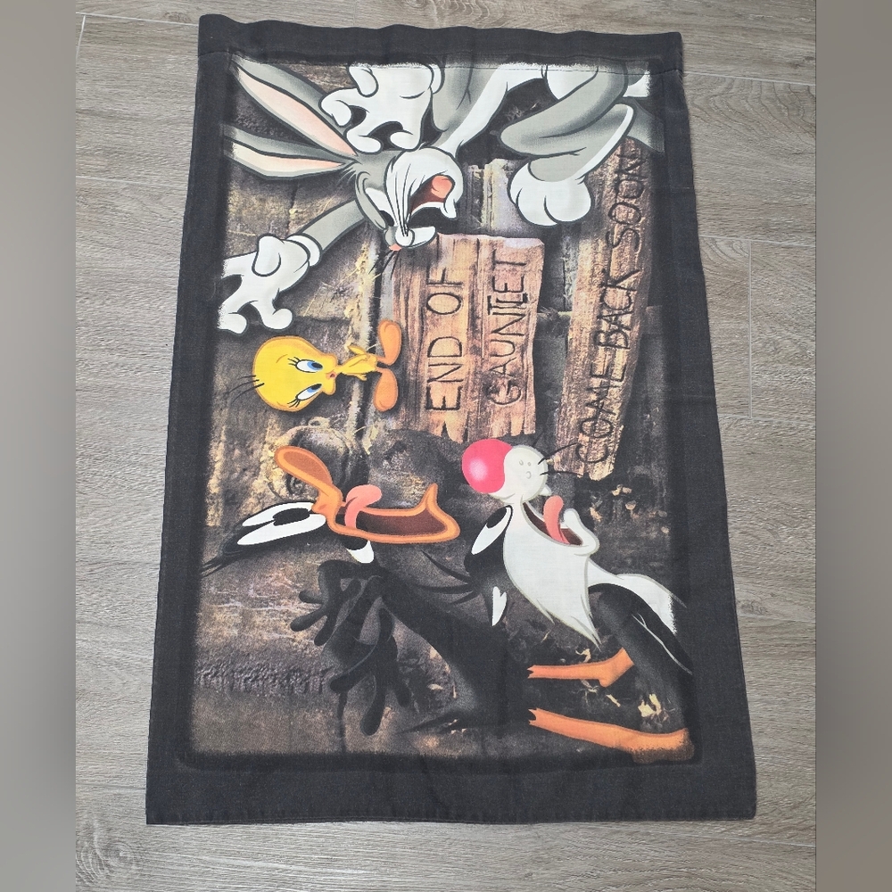 Vintage 9o's Loony Tunes Pillow Case Taz Buggs Daffy Duck Silvester Tweety Bird
